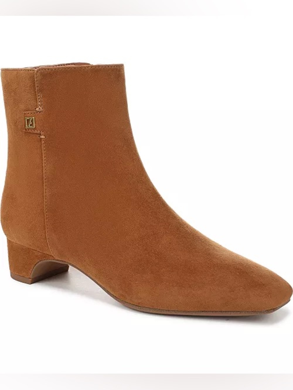 ♥️♥️ Franco Sarto Women's Luella Square Toe Zip Ankle Booties - Saddle Tan Suede